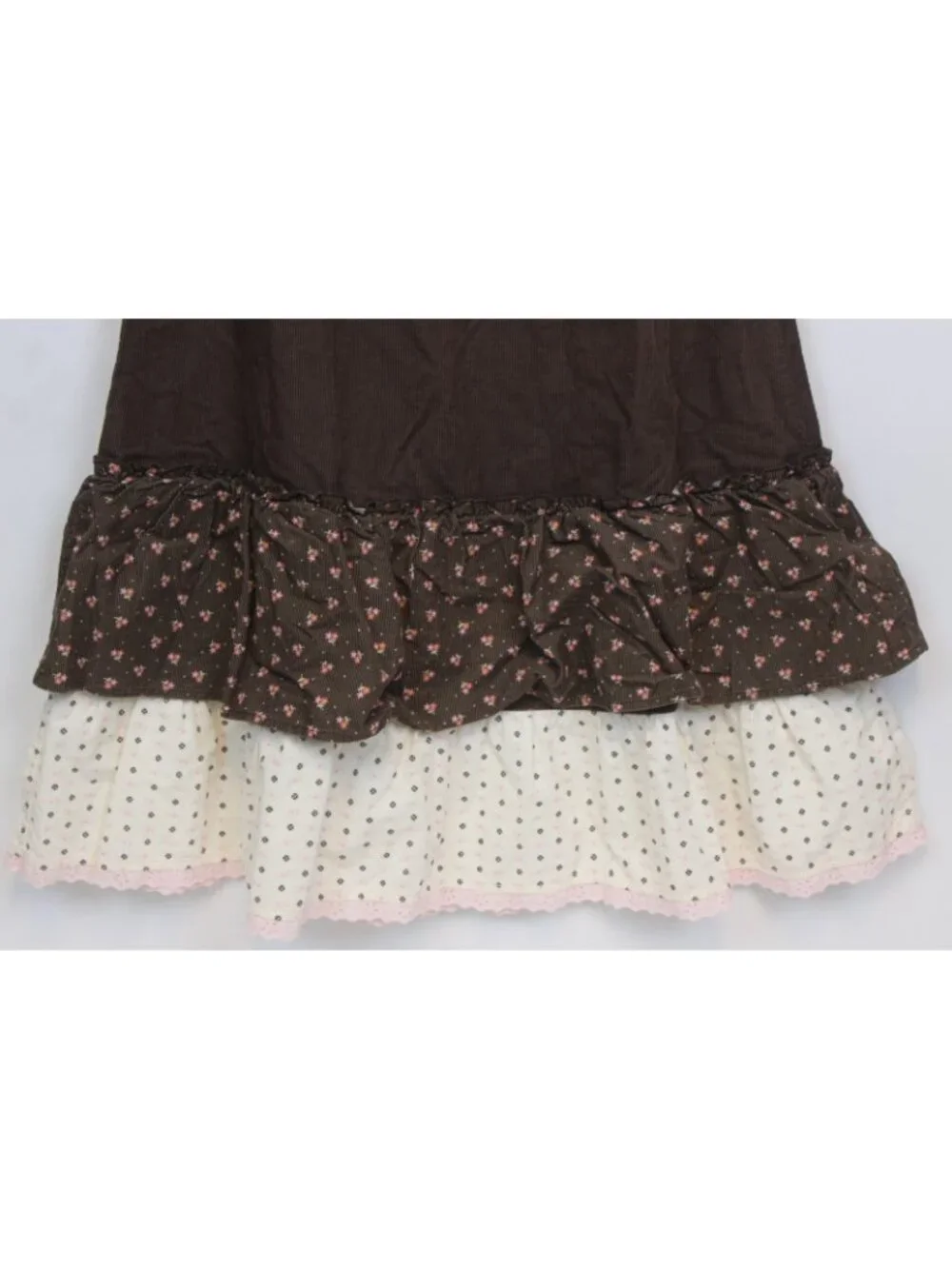 2006 Gymboree Park City Luxe Brown Corduroy Skirt sz 12 Ruffle Hem Country West